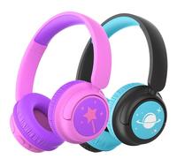 iClever BTH22 Kids Headphones Wireless, 60H Play Time, USB C Fast Charging, Bluetooth 5.4, AUX Cord,Safe Volume 74/85 dBA,Toddler Headphones for iPad/Tablet/Travel/School, Black & Magenta