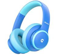 iClever BTH26 Active Noise Cancelling Headphones for Kids, 60H Play Time, Type-C Fast Charging, 80dBA Safe Volume, Bluetooth5.4 Kids Headphones Wireless Aux Cord for Airplane Travel (Blue)