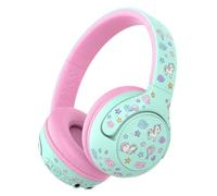iClever BTH27 Toddler Headphones for 2+ Year Old-CPC Certified, 75/80dBA Safe Volume Limited, 74H Playtime, Bluetooth 5.4, BPA Free, Kids Bluetooth Headphones Aux Cord for Travel iPad, Green/Pink