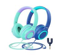iClever 2 Pack Kids headphones for Girls Boys 85dBA Safe Volume Limited - Wired Headphones with Sharing Splitter, Tangle-Free Foldable Stereo Headphones for School/Tablet/Travel