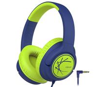 iClever Kids Headphones, Wired Headphones for Kids 85dBA Safe Volume Limit, Stereo Sound Foldable Adjustable Over Ear, 3.5mm Jack Boys Girls Childrens Headphone for School/Travel/Tablet/PC, Blue Green