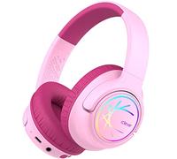 iClever Kids Wireless Headphones with LED Lights, BTH18 Safe Volume 74/85dBA, 43H Playtime, Stereo Sound, Type-C, AUX Cable, Bluetooth5.3 Over Ear Kids bluetooth Headphones for Tablet/Travel