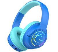 iClever Kids Wireless Headphones with LED Lights, BTH18 Safe Volume 74/85dBA, 43H Playtime, Stereo Sound, Type-C, AUX Cable, Bluetooth5.3 Over Ear Kids bluetooth Headphones for Tablet/Travel
