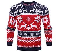 iClosam Christmas Jumpers for Men Reindeer Festive Xmas Jumper Funny Sweater Pullover for Gifts