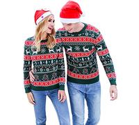 iClosam Family Christmas Jumpers Womens Sweater Xmas Knitted Jumper Unisex Crew Neck Reindeer for Gifts