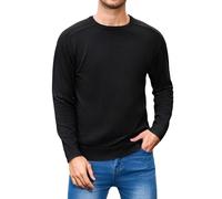 iClosam Men’s Basic Crewneck Jumpers Mens Winter Knitted Sweaters Comfortable Cotton Blend Jumper Men Long Sleeve Regular Fit Pollover for Work Or Casual Smart,Black,S