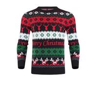 iClosam Mens Christmas Jumpers Xmas Sweater Knitted Crew Neck Long Sleeve Jumper for Gifts Black