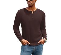 iClosam Mens Henley Knit Jumper Cotton Four Button Long Sleeve Regular Fit