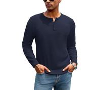 iClosam Mens Henley Knit Jumper Cotton Four Button Long Sleeve Regular Fit