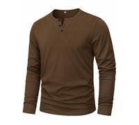 iClosam Men's Henley Long Sleeve T-Shirt 95% Cotton, 3-Button Placket | Premium Long Sleeve T-Shirt, Casual Plain Cotton Top, Regular Fit, Comfortable for Everyday Wear and All Seasons