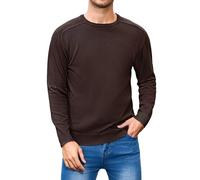 iClosam Mens Jumper Crew Neck Classic Men’s Ribbed Knit Jumpers Regular Fit Men Basic Sweater Winter Long Sleeve Pullover Hoodless for Everyday Wear,Brown,2XL