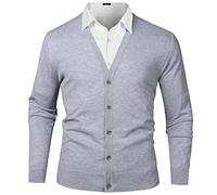 iClosam Men's Knit Cardigan Long Sleeve V-Neck Classic Kintted Cardigans Lightweight Knitwear with Buttons Sweater