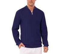 iClosam Men's Long Sleeve Quarter Zip Pullover Causal Regular Fit Stand Collar 1/4 Zip Jumpers