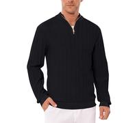 iClosam Men's Long Sleeve Quarter Zip Pullover Causal Regular Fit Stand Collar 1/4 Zip Jumpers