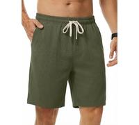 iClosam Men's Shorts Classic Corduroy Material Soft & Breathable Striped Corduroy Shorts with Drawstring Comfortable Fit Military GreenL