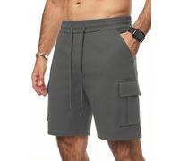 iClosam Men's Shorts Cotton Mens Cargo Short Elastic Waist with Drawstring Short Trousers Men's Summer Chino Casual Shorts with Pockets