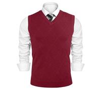 iClosam Men's Sleeveless Jumper Knit Vest Classic V-Neck Sleeveless Jumper Men Business Knitwear Waistcoat Tank Top