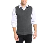 iClosam Mens Tank Tops Men's Sleeveless Gilet V-Neck Sweater Vest Men Business Casual Knitwear Dark Grey S
