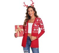 iClosam Womens Christmas Cardigan Lightweight Long Sleeve Button Top Ladies Chunky Cable Knit Reindeer Printed Cardigans