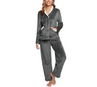 iClosam Womens Fleece Pyjamas Set Winter Warm Sleepwear Loungewear 2