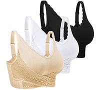 iClosam Womens Sports Bra Front Cross Side Buckle Push Up Bra Sexy V-Neck Lace Bralette Wireless Yoga Running Lounge Bra with Removable Pads M-XXXL