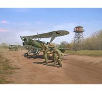 ICM 1:32 Luftwaffe Pilot School (Hs 123A Training Biplane & 3 Figures) Plasti...
