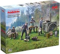 ICM 1:35 Scale Plastic Model Kit Feldkuche WWII German Field Kitchen 2 Cooks 2 Helpers Green