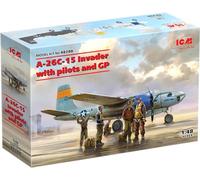 ICM ICM48288 1:48-A-26C-15 Invader w/Pilots & Ground Personnel Scale Model Kit, Black