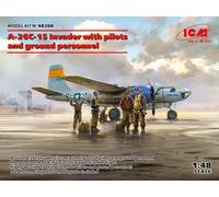 ICM ICM48288 1:48-A-26C-15 Invader w/Pilots & Ground Personnel Scale Model Kit, Black