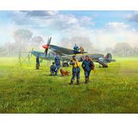 Icm 1-48 Scale Wwii Raf Airfield Set, Spitfire Mk.ix & Spitfire Mk.vii, Raf Pilots & Ground Personnel (7 Figures) Model Kit