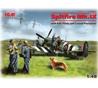 ICM ICM48801 1:48-Spitfire Mk.IX w/RAF Pilots & Ground Personnel, 19.05 x 23.37 x 6.35 cm