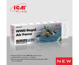 Icm 3018 - Acrylic Paint Set for WWII Royal Air Force 6x12ml - New
