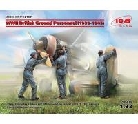 Wwii British Ground Personnel (1939-1945) (3 Figures) New Molds 1:32 Plastic Kit