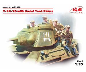 ICM 35368 Soviet T-34/76 with 4 x Tank Figures 1:35 Military Vehicle Model Kit