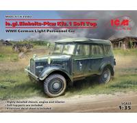 Icm 35582 1/35 Le.gl.Einheitz-Pkw Kfz.1 Soft Top, Wwii German Light Personnel Ca
