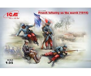 Icm 35705 1/35 French Infantry on the March (1914) (4 Figures) (100% New Molds)