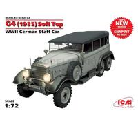 Icm 72472 1/72 G4 (1935 Production) Soft Top, Wwii German Staff Car, Snap Fit/No