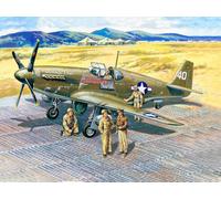 ICM ICM48125 1:48-Mustang P-51B w/USAAF Pilots/Ground Personnel