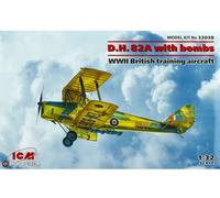 ICM ICM32038 1:32-DH.82A Tiger Moth w/Bombs Scale Model Kit, Black