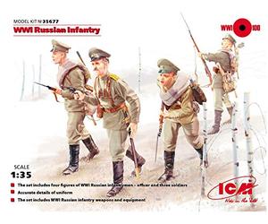 ICM ICM35677 1:35-WWI Russian Infantry 4 Figs, 8 x 13 x 52 millimetres