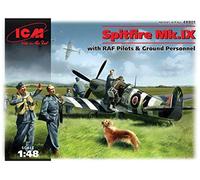 ICM ICM48801 1:48-Spitfire Mk.IX w/RAF Pilots & Ground Personnel, 19.05 x 23.37 x 6.35 cm