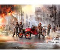 ICM Vehicles 1:35 - Model T 1914 Fire Truck with 4 Crew Figures, Boy & Cat -