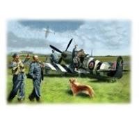 ICM ICM48801 1:48-Spitfire Mk.IX w/RAF Pilots & Ground Personnel, 19.05 x 23.37 x 6.35 cm