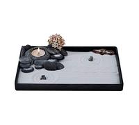 ICNBUYS Handmade Zen Garden Pebble Tealight Candle Holder Set Quiet Spring with Free Zen Garden Tools, Sand, Base Tray and Accessories