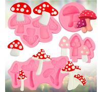 ICNYEKl 4Pcs 3D Mushroom Silicone Molds Plant Cake decorating Fondant Molds