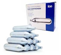 ICO 10 pack 12 gram CO2 Cartridge Non-Threaded, CO2 Cartridge or Airsoft Gas for BB Gun, CO2 BB Pistol, Airsoft Gun, Air Rifle, and Paintball Gun, Packaging May Vary