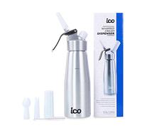 ICO Aluminum Whipped Cream Dispensers, Premium Cream Whipper for Homemade Whipping Cream - 500ml (1-Pint) Whipped Cream Maker for Desserts, Mousses & Culinary Creations