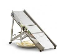ICO Bron Coucke Professional Mandoline Slicer by Tellier - Heavy Duty Stainless Steel Mandoline Slicer for Kitchen - Adjustable Straight, Julienne, & Waffle Blades (Pusher Not Included)