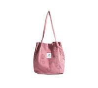 ICOCCI Women Tote Bags Grocery Shoulder Bag Corduroy with Inner Pocket for Work Beach Lunch Travel Shopping Shopper Handbags, Smiley Face Pink, L