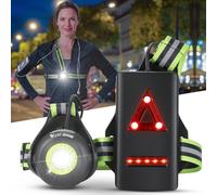 ICOCOPRO Running Lights for Runners, 500 Lumen Chest Light with Reflective Straps, 90 ° Adjustable IPX4 Waterproof Running Torch with Red Rear Light for Jogging, Fishing, Camping